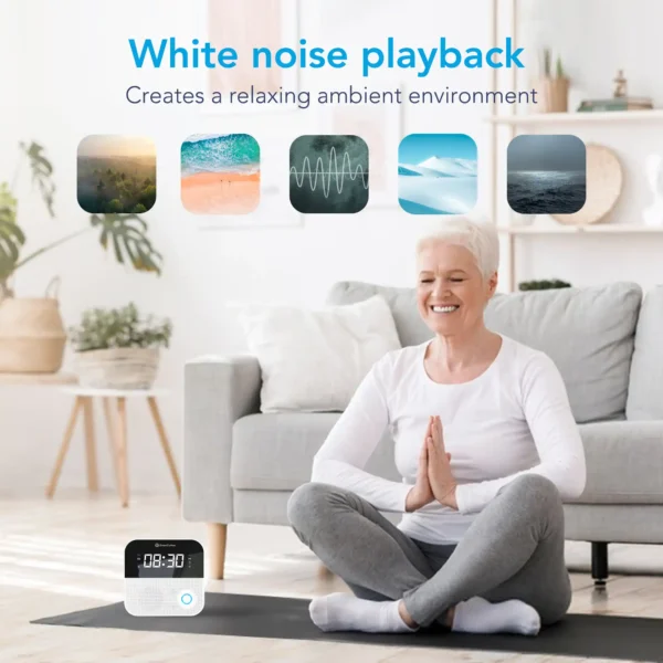 SmartCuckoo Stress Relief Alarm Clock Radio with Sleep Aid White Noise, Voice Messages & Ambient Light, App and Wi-Fi - Image 5