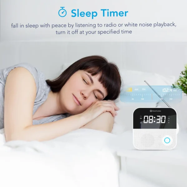 SmartCuckoo Stress Relief Alarm Clock Radio with Sleep Aid White Noise, Voice Messages & Ambient Light, App and Wi-Fi - Image 10