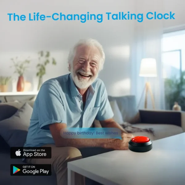 Large Talking Alarm Clock for the Visually Impaired, Dementia, offering stress relief Voice Messages for Elder care - Image 2